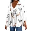 Fheaev Fall Tops For Women 2024 Pleated Textured Mini Jumper Pullover Tops Flowy V- Neck 3/4 Sleev T-Shirt Blouse A Line Short Beach Top