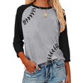thumbnail image 1 of Fheaev Independence Day 3/4 Sleeve T Shirt For Women Women'S Casual Patchwork Lan Round Neck Three-Quarter Sleeve 3/4 Sleeve T-Shirt Loose Top, 1 of 3
