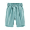 thumbnail image 1 of Fheaev Plus Size Bermuda Shorts For Women'S Comfy Paperbag Shorts Elastic Waist Knee Length Workout Shorts Casual Linen Shorts Army Shorts With Drawstring&Pockets Biker Shorts, 1 of 3