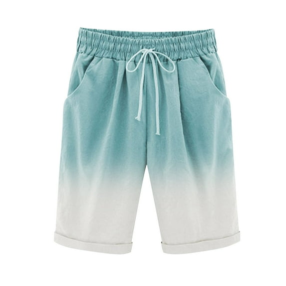 Fheaev Plus Size Bermuda Shorts For Women'S Comfy Paperbag Shorts Elastic Waist Knee Length Workout Shorts Casual Linen Shorts Army Shorts With Drawstring&Pockets Biker Shorts
