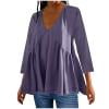 Fheaev Summer Savings Clearance!Women's Casual 3/4 Sleeve Pleated Jumpsuit With Layered V-neck Solid Color Top