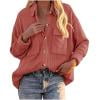 Fheaev Summer Savings Clearance!plus size Tunic tops for women Long Sleeve Women's Pockets Buttons Long Sleeve Tops Outwear Solid Color Turn-down Collar Jacket Coat