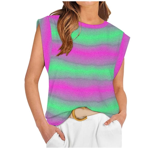 Fheaev Summer Tank Tops For Women 2024 Going Out Tops Fashion Women'S Casual Round- Neck Sleeveless T-Shirt Top Blouse