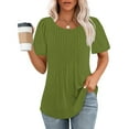 thumbnail image 1 of Fheaev Summer Tops For Women 2024 Fashionable Women'S Casual Short Sleeved Loose Round Neck Solid Color Top, 1 of 8