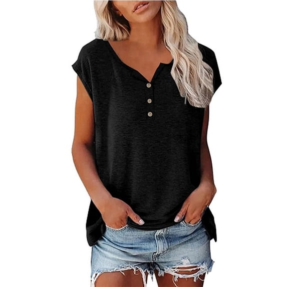Fheaev Summer Tops For Women 2024 Women'S Casual Print Short Sleeve V-Neck Top
