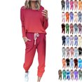 thumbnail image 1 of Fheaev Sweatsuit Sets for Women 2pcs Sets Jogger Set Casual 2 Piece Outfit Solid Color Sweatshirts Pullover Tops Long Tracksuits with Pockets, 1 of 1