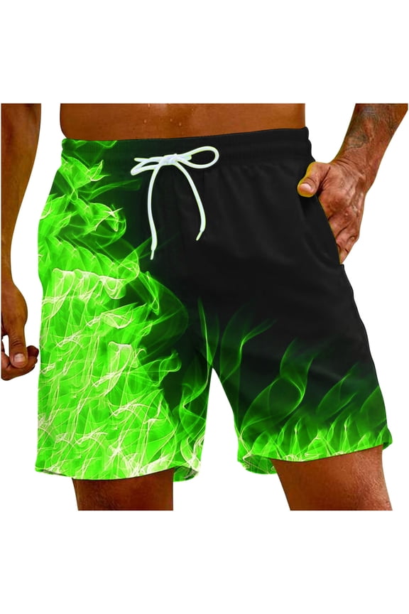 Swim Trunks Dry Swimming Shorts For Men Beachwear Outdoor Drawstring Board Short Funny Swimwear Bathing Suits Men's Flame Printing Special Print Beach Trouser Shorts Pant