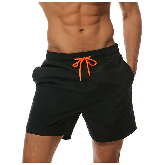 Fheaev Swim Trunks Dry Swimming Shorts For Men Beachwear Outdoor Drawstring Board Short Swimwear Bathing Suits Men's Dry Beach Pants Plain Three Quarter Pants Loose Swim Shorts Workout