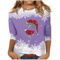 thumbnail image 1 of Fheaev Ugly Christmas Hoodie Sweatshirt For Women Graphic Christmas Tree Printed Winter Holiday Pullovers T-Shirt Blouse Top Crew-Neck 3/4 Sleeves Loose Casual Funny Christmas Sweaters, 1 of 5