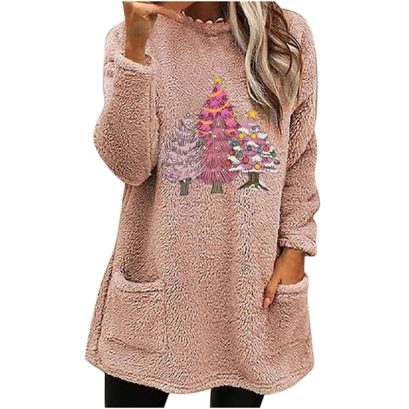 Fheaev Ugly Christmas Sweaters For Women Graphic Printed Oversized Winter Holiday Pullovers Loose Plus Size Warm Long Sleeves Blouse Top Round Neck Casual S Funny Christmas Tops With Pockets