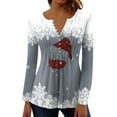 thumbnail image 1 of Fheaev Ugly Christmas Sweatshirt For Women Graphic Printed Button Down V-Neck Long Sleeved T-Shirt Top Fall Holiday Pullovers Loose Tunic Blouse Top Unny Christmas Sweaters, 1 of 2