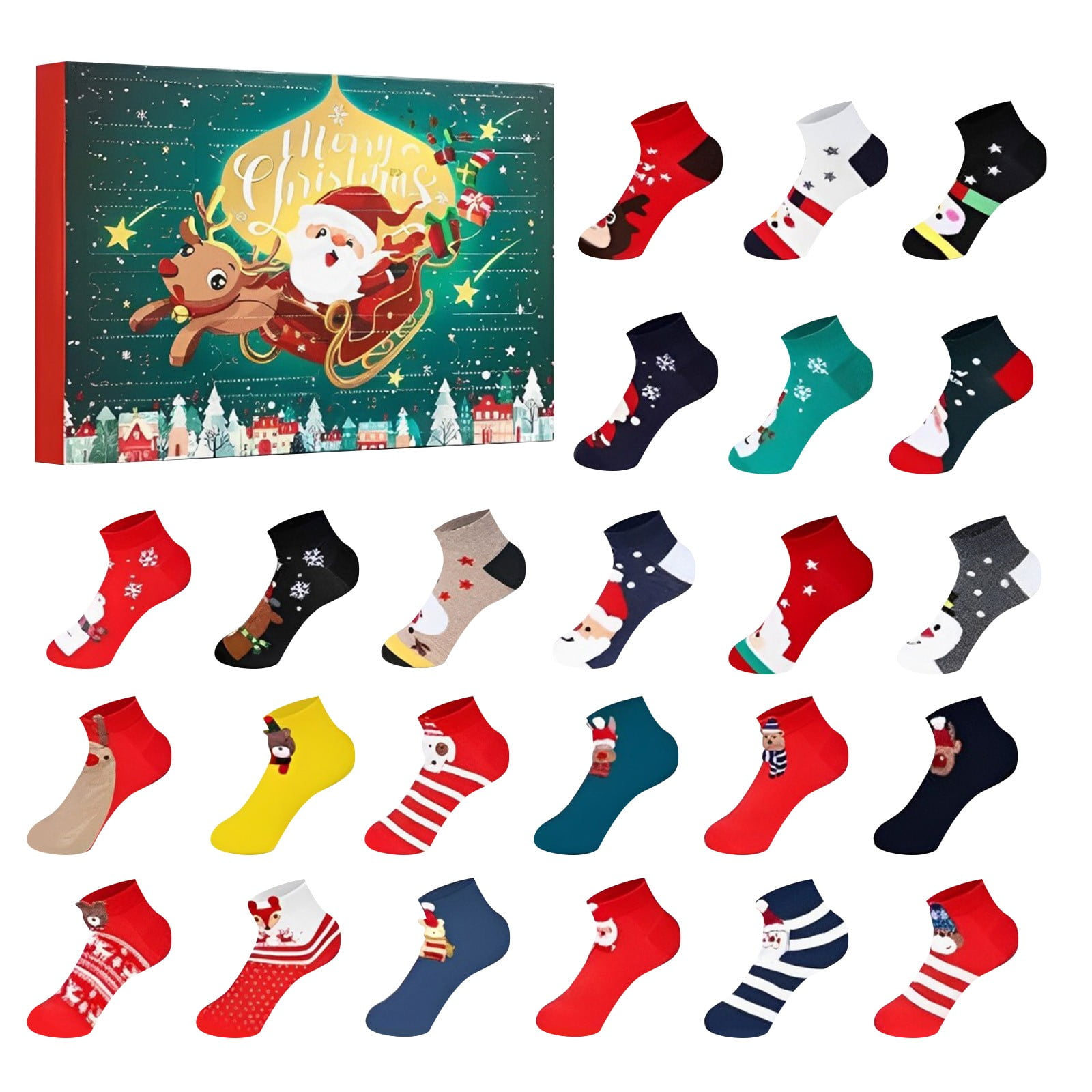 FhgihG 2024 Christmas Advent Calendar with 12/24 Pairs Fun Quirky