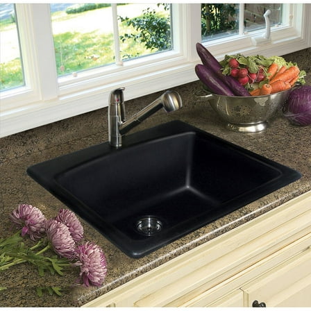 Fhp ESOX25229-1 25" X 22" X 9" Black Composite Granite Top Mount Sink