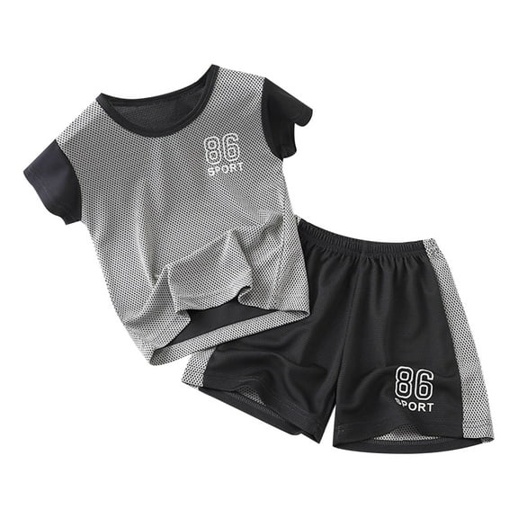 FhsagQ Baptism Outfits for Boys Summer Children's Vest Set Boys Sleeveless Summer Clothes Large Children's Style Loose Version of Children's Clothing Boys Outfits 12-18 Years Sets Grey 2-3 years