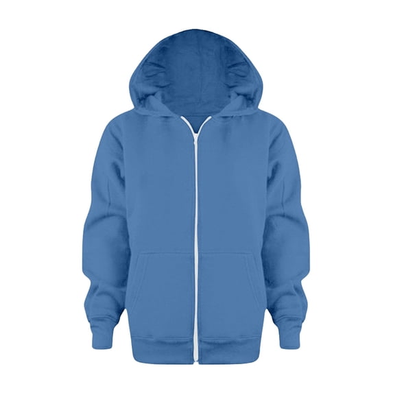 FhsagQ Boys Hoodies Size 6 Zip up Red Sweatshirt Color Solid Zip Jackets Long Hoodie Top Sleeve up Girls Kids Boys Coat&Jacket Hoodies for Boys 10-12 Comfy Blue 11-12 Years