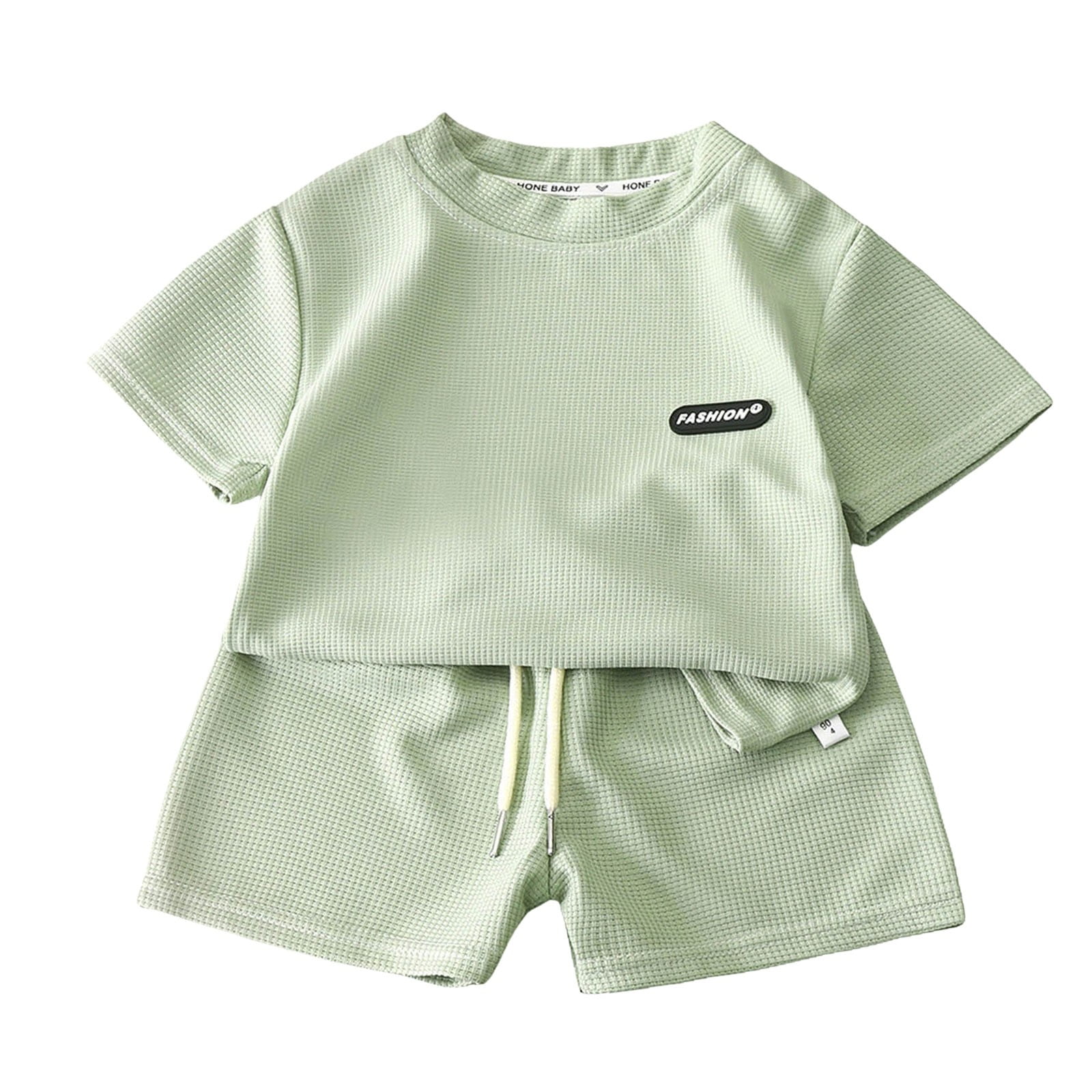 FhsagQ Boys Outfits 9-12 Years Summer New Children's Wear Summer Children's Casual Suit Loose Clothes Boys Short Sleeve Baby Summer Boys Outfits 6-9 Years Outfits for Boys 14-16 Light Green G