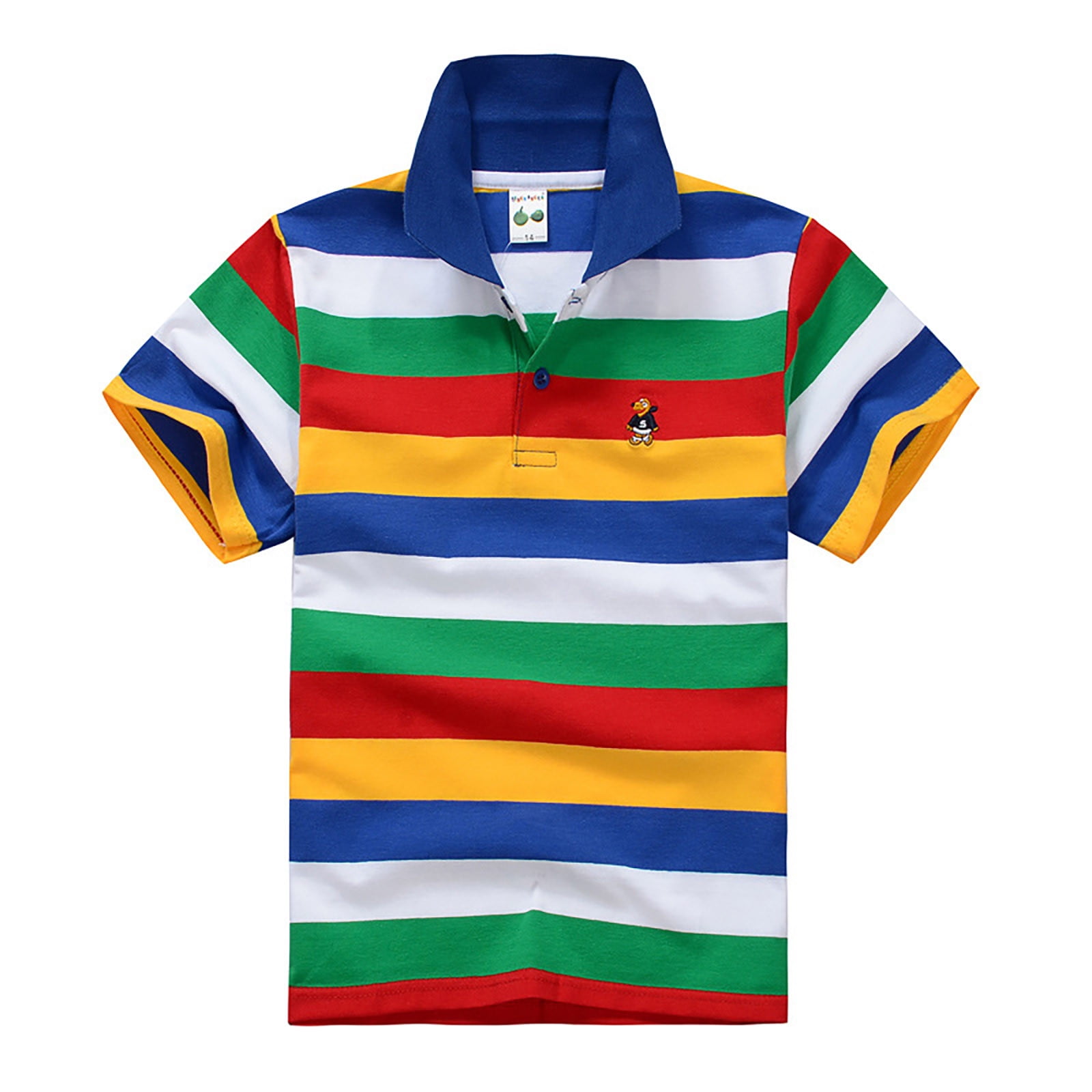 FhsagQ Boys Tshirts 7 Kids Boys Girls Short Sleeve Striped Shirt Button Closure Comfortable & Soft Fabric Boys Tshirts Pack Size 12-14 Boys Tshirts 8 White Blue 11-12 Years