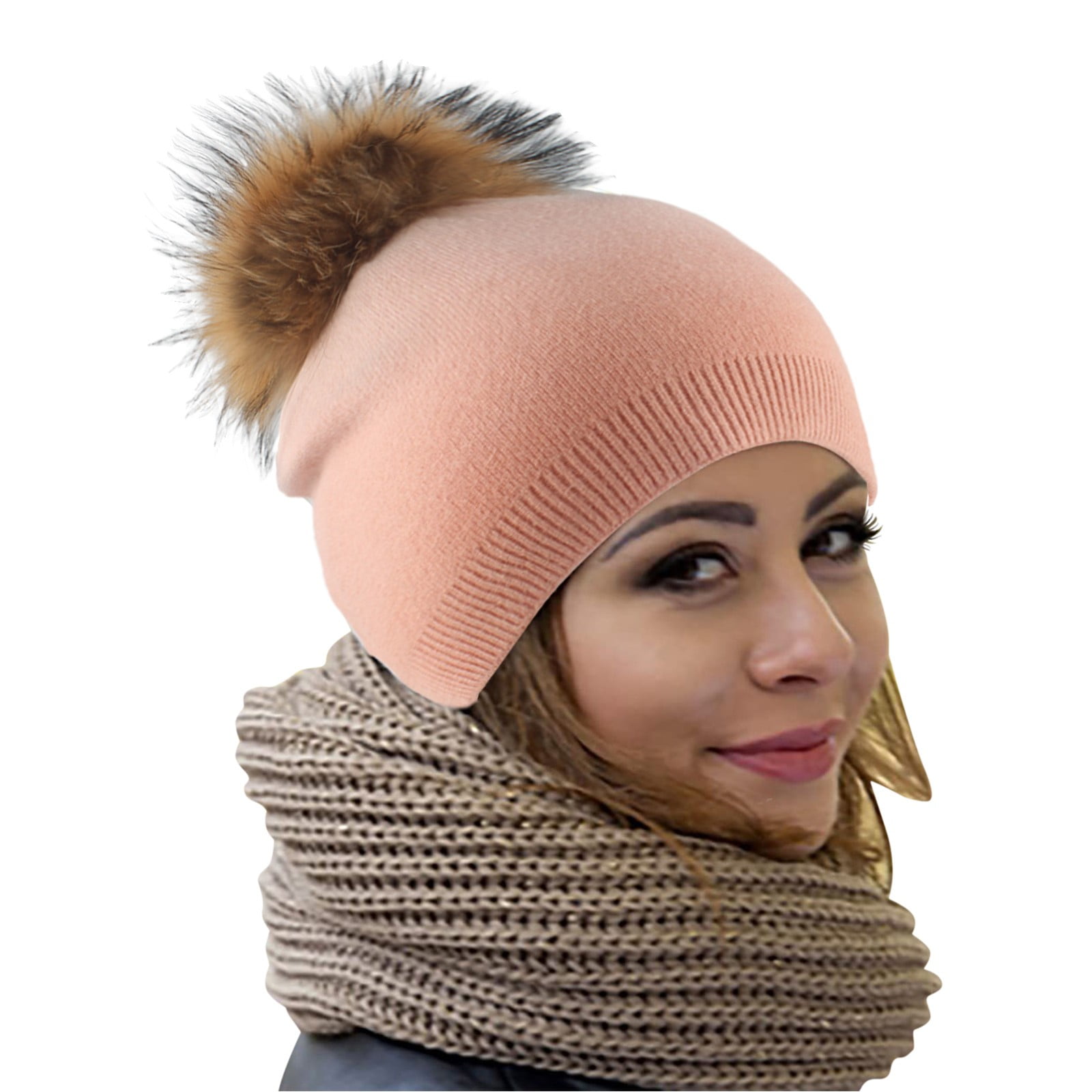 FhsagQ Cowboy Hat Rack Women's Winter Autumn Hat Plush Bobble Gradient