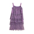 thumbnail image 1 of FhsagQ Dress Summer Easter Dresses for Girls Girls Flapper Dress Sequins Fringe Latin Dance Dress Tassel Tango Dress Girls Easter Dresses Size 7 Girls Easter Dresses Size 10-12 Purple 7-8 Years, 1 of 7