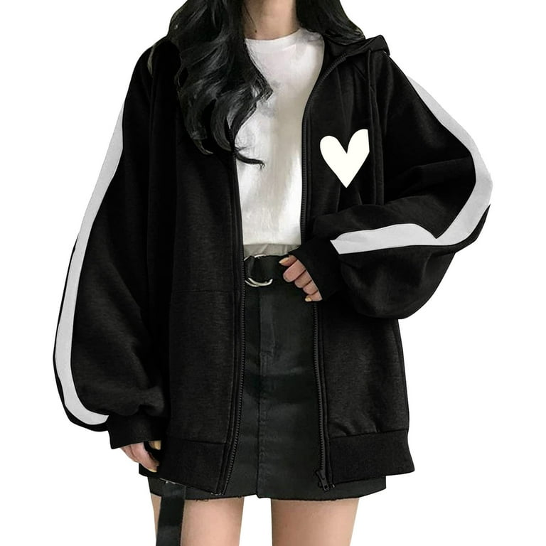 FhsagQ Female Scrub Jackets for Women Figs Womens Hoodie Print Zip Hoodie Sweatshirt Loose Streetwear Jacket Tall Womens Hoodies Long Jackets for Women Trendy Scrub Jackets for Women Plus Size S