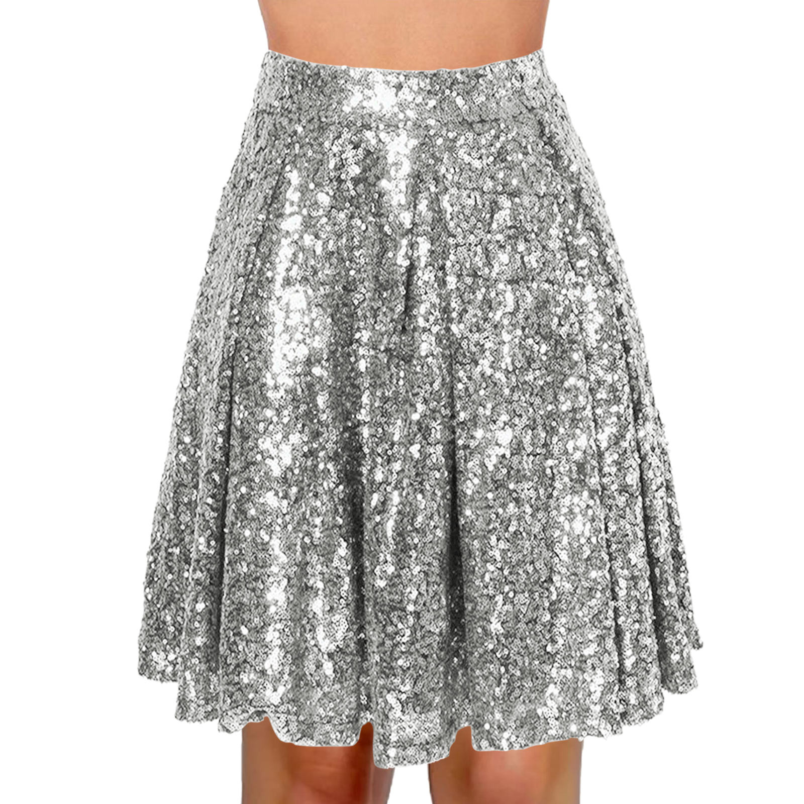 FhsagQ Female Women s Skirts with Pockets Coral Summer Women s Fashion High Waist Pleated Solid Color Short Skirt Loose Sequin Skirt M Walmart