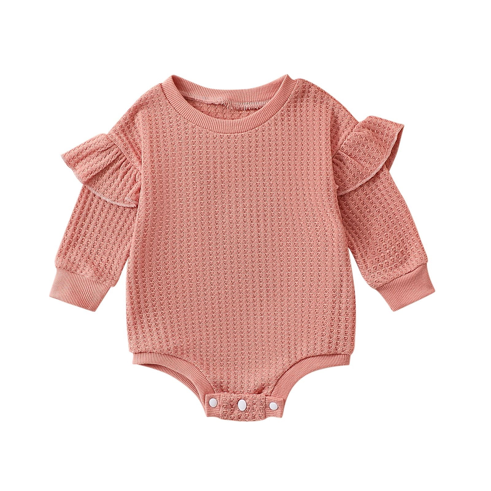 FhsagQ Girls Rompers Size 78 Long Baby Boy Girl Knit Sweater Romper