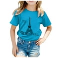 thumbnail image 1 of FhsagQ Girls Shirts Size 10-12 Trendy Kid Printed Casual Short Sleeve Top T Shirt T Shirts for Girls 8 Girls Tops Size 7-8 Set Blue 4-5 Years, 1 of 5