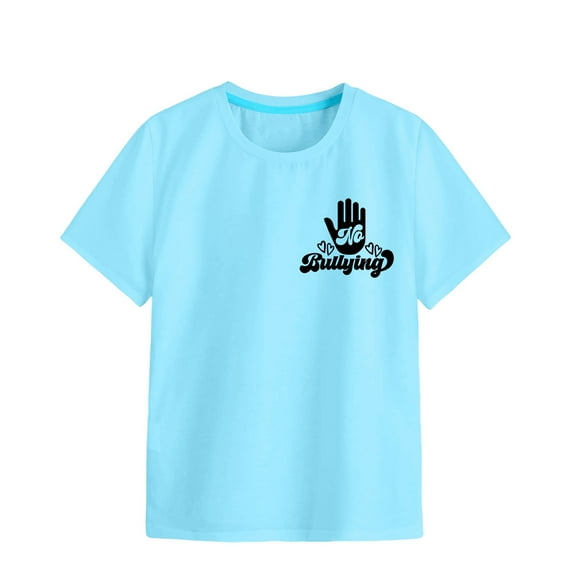 FhsagQ Girls Shirts Size 7-8 Pack Girls Soft Short Sleeve Crew Neck T Shirts Color Printed T Shirt Shirts for Girls 12-14 Years Old Girls T Shirts Size 7-8 Blue 3-4 Years