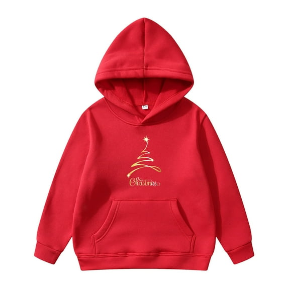 FhsagQ Girls Sweatshirts Size 5 Christmas Print New Children's Hoodie Fashion Casual Pocket Decoration Hoodie Children's Hoodie Plus Hoodie Girls Sweatshirts Size 10-12 White Red 10-11Years