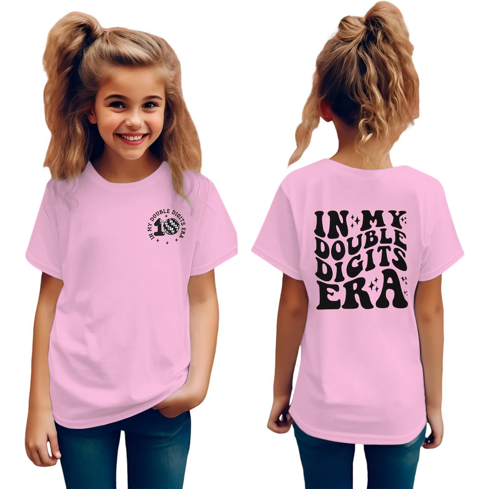FhsagQ Girls T Shirts Size 7-8 Flowers Kids Double Digits Birthday Girl Shirt Year Old 10th Birthday Girls T Shirt Girls Ten Birthday Party Tee Tops T Shirts for Girls 14-16 Years Old 100