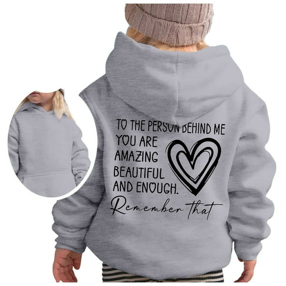 FhsagQ Hoodies for Girls 10-12 Baggy Girl's Hoodie Long Sleeve Soft Sweatshirt Graphic Hoody Kids Cute Pullovers Top Clothes for Girls Sweatshirts for Girls 10-12 Grey 3-4 Years