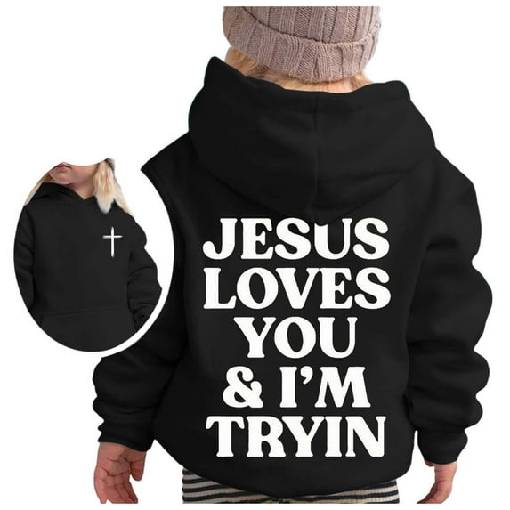 FhsagQ Hoodies for Girls 9-10 Black Girl's Hoodie Long Sleeve Soft Sweatshirt Graphic Hoody Kids Cute Pullovers Top Clothes for Girls Girls Sweatshirts Size 7-8 Zip Up Black 3-4 Years