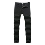 FhsagQ Jeans for Men Black Mens Slim Fit Straight Tube Retro Hop Pants Street Jeans Pants 34