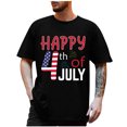 thumbnail image 1 of FhsagQ Mens Summer Shirts Beach Casual Male Spring and Summer All Independence Day Print Short Sleeve Round Neck T Shirt Fashion Trend Bottoming Shirt Black L, 1 of 5