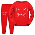thumbnail image 1 of FhsagQ Outfits Girls Outfits Size 8 Sets Toddler Boys Girls Long Sleeve Cartoon Prints T Shirt Tops Long Pants Outfits Little Girls Outfits Size 6-7 Red 3-4 Years, 1 of 4