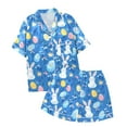 thumbnail image 1 of FhsagQ Pajamas Girls' Easter Print Short Sleeve Shorts Two Piece Pajama Set Girls Easter Pajamas Size 8 Girls St. Patrick's Day Pajamas Size 14-32 Pants Sky Blue 120, 1 of 4