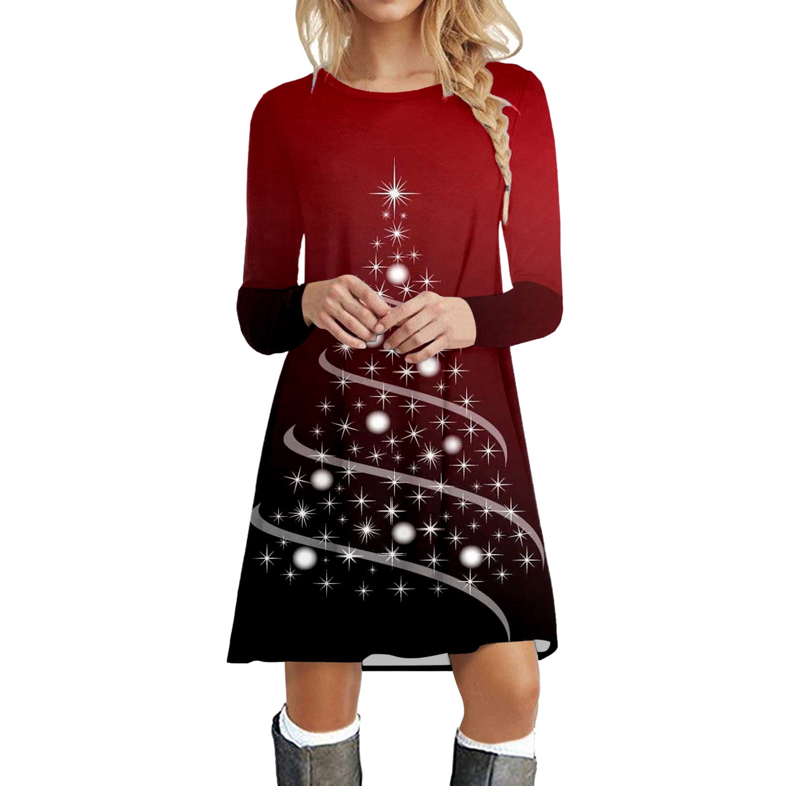 FhsagQ Summer Female Denim Dresses for Women Women Autumn and Winter Casual Fashion Christmas