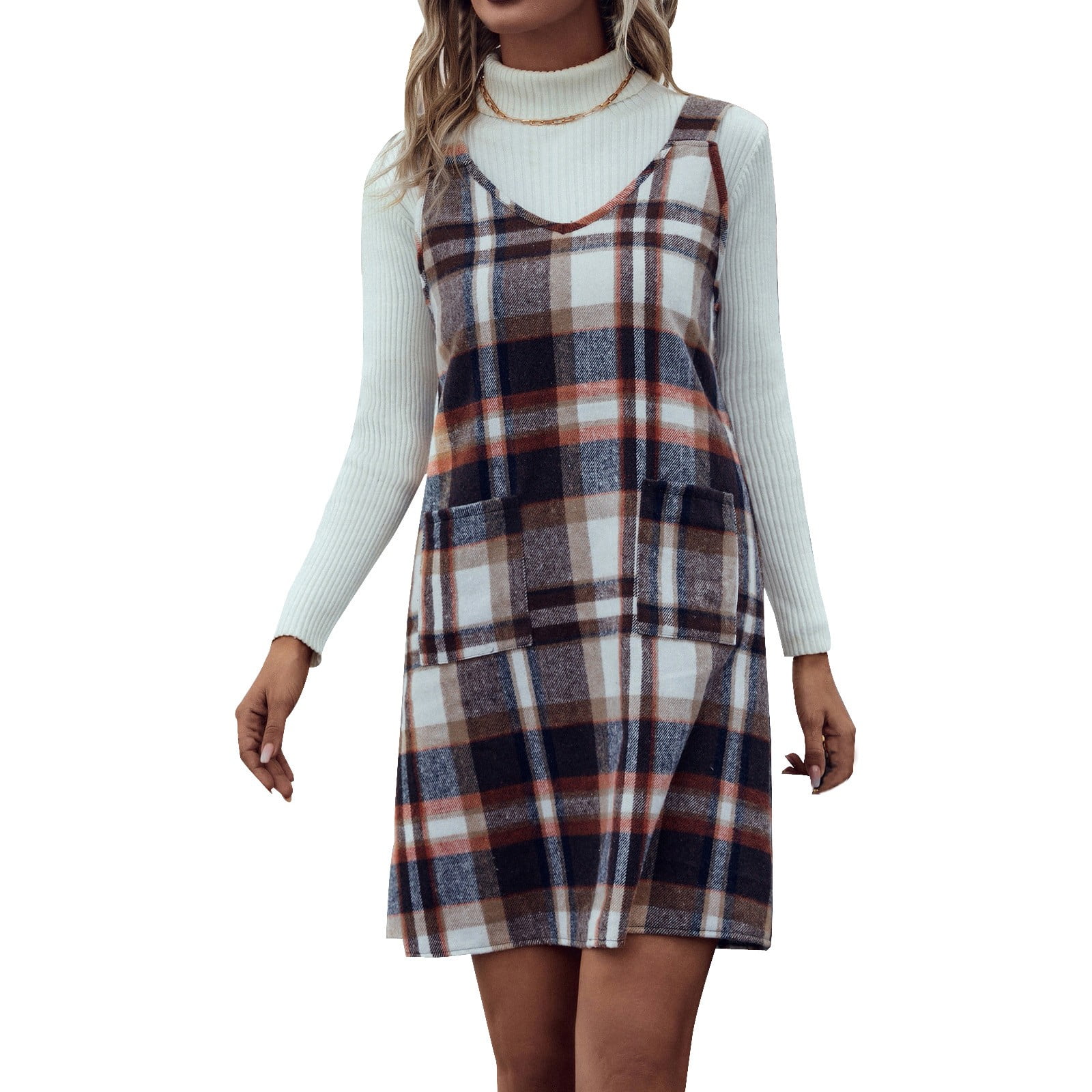 FhsagQ Summer Female Plus Size Prom Dress Women Casual Plaid Dress ...