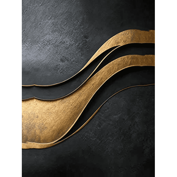 Abstract Gold and Black Wave Canvas Wall Art, Suitable for Living Room, Bedroom, Office, Hallway, and Dining Room Decoration.