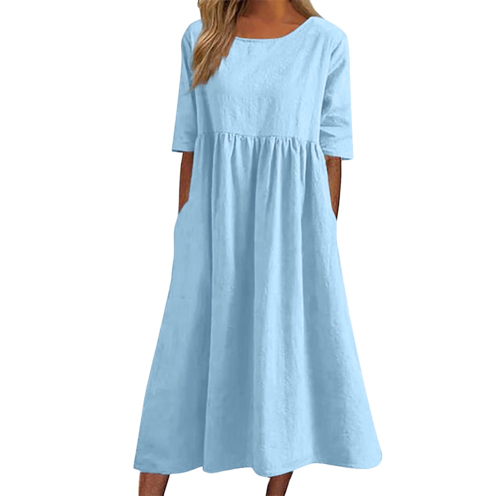 FhsagQ Summer Female Womens Button down Dress 2024 Women Cotton Linen ...