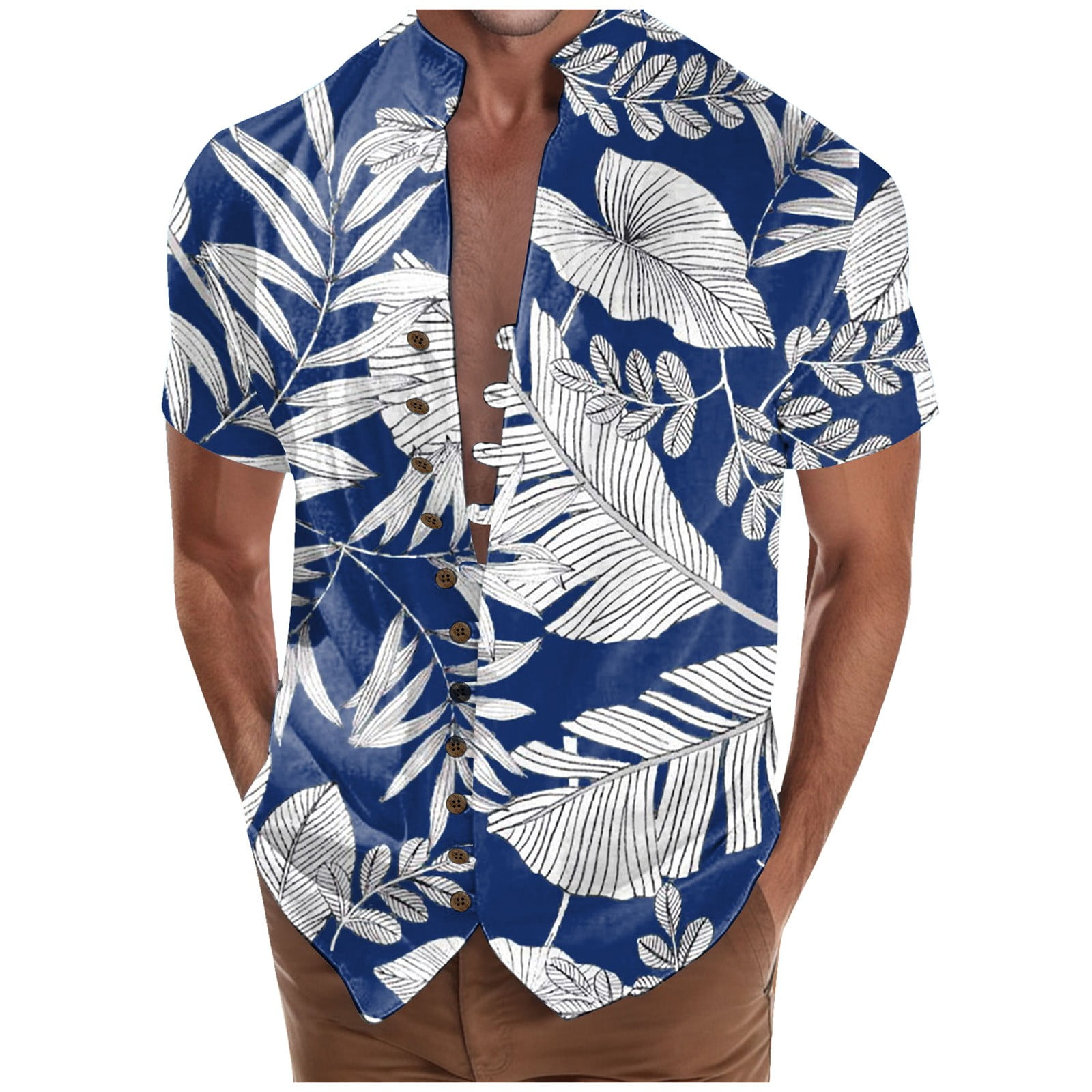 FhsagQ Summer Shirts for Men Linen Mens Fashion Casual Digital 3D ...