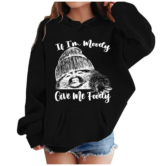 FhsagQ Sweatshirt Hoodies Girls Sweatshirts Size 7-8 Girl's Hoodie Long Sleeve Soft Sweatshirt Graphic Hoody Kids Cute Pullovers Top Clothes for Girls Black 4-5 Years