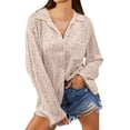 thumbnail image 1 of FhsagQ Womens Tops Trendy Summer Women Fashionable Sequined Long Sleeve Lapel Casual Shirt Pocket Long Sleeve Shirt Female M, 1 of 5