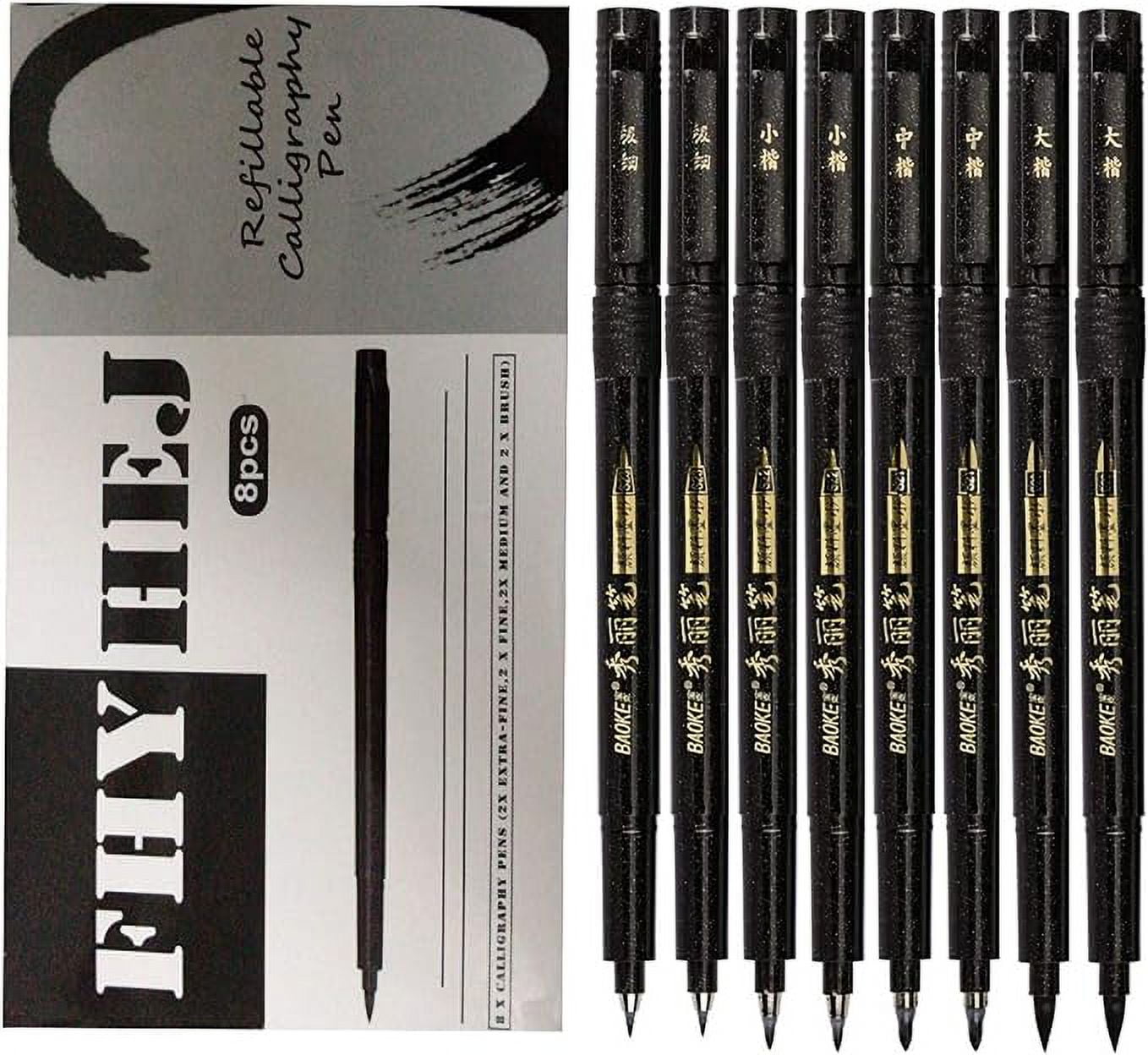 Fhyhej Hand Lettering Pens,Calligraphy Pen,Refillable - 4 Size(8 Pack ...