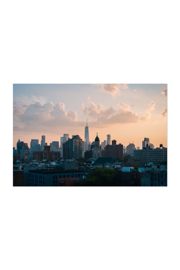 FiDi from EV - Manhattan New York Photography Skyline City Architecture Sunset Travel Poster Scenic Unframed Wall Art Print 32 x 48 inches