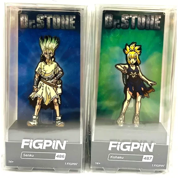 FiGPiN Dr Stone Senku #486 & Kohaku #487 Collectible FiGPiN Set of 2
