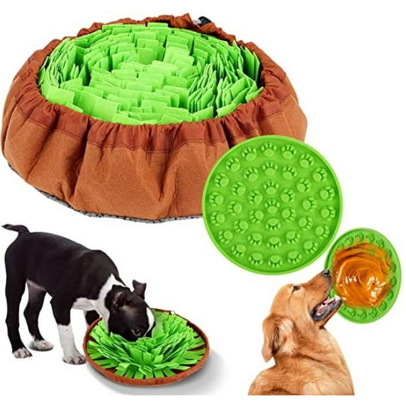 FiGoal 2IN1 Dog Pet Snuffle Mat with Dog Lick Pad for Dogs Interactive Puzzle Dispenser Toys Slow Feeding