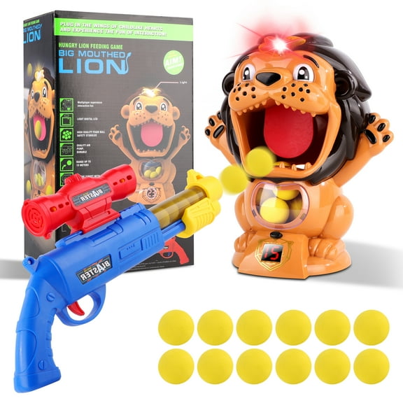 FiGoal Hungry Feeding Game (Lion) Toy Guns Shooting Games with Electronic Target