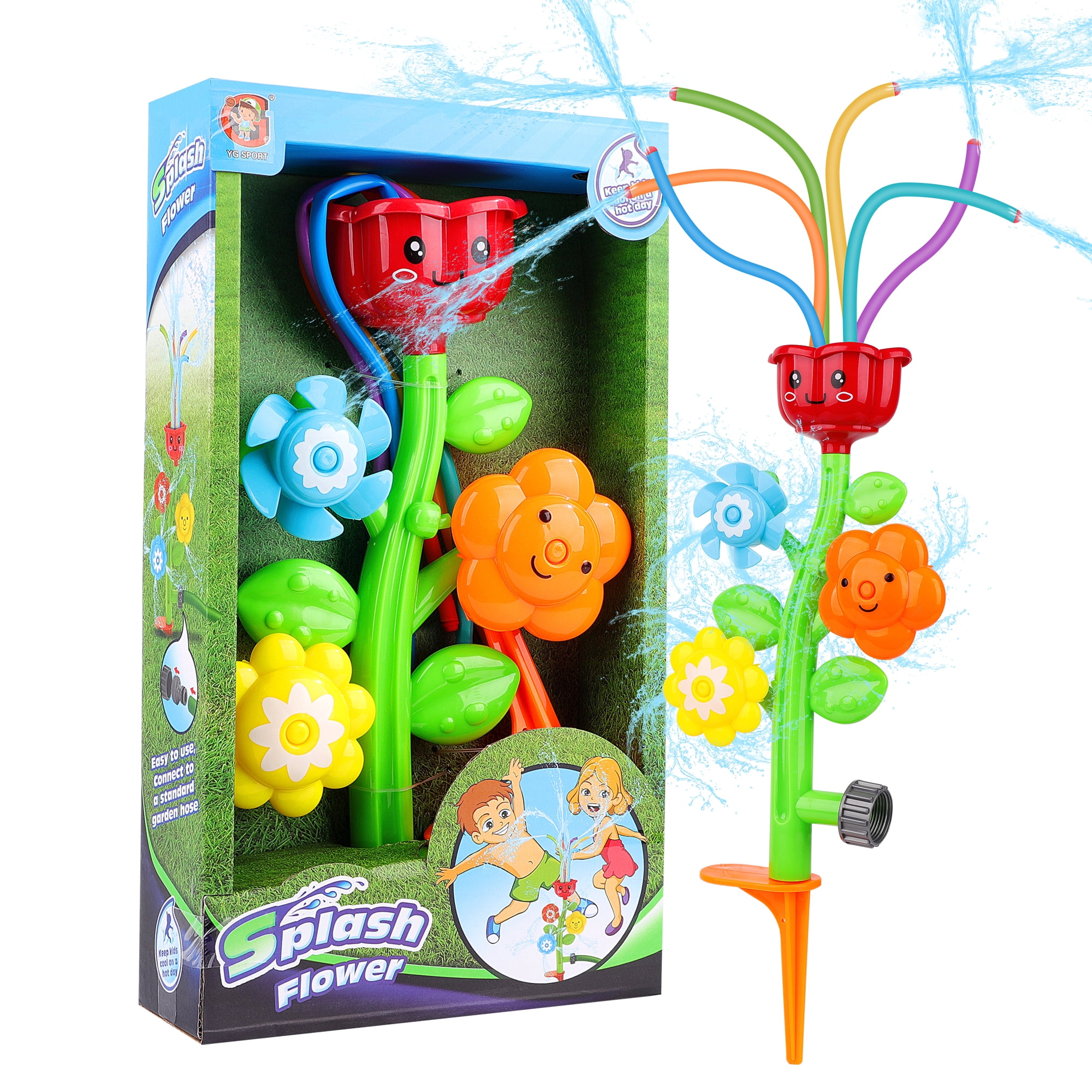 F FiGoal Water Activity Outdoor Lawn Game Including Splash Flower Spray Sprinkler for Toddlers Boys and Girls, Multicolor