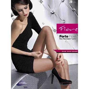 FiORE Forte Run Resistant T-band Pantyhose 20 Denier Tights Black Size 2